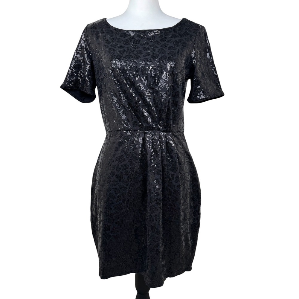 Ella Moss Black Sequin Party Cocktail Mini Dress Medium